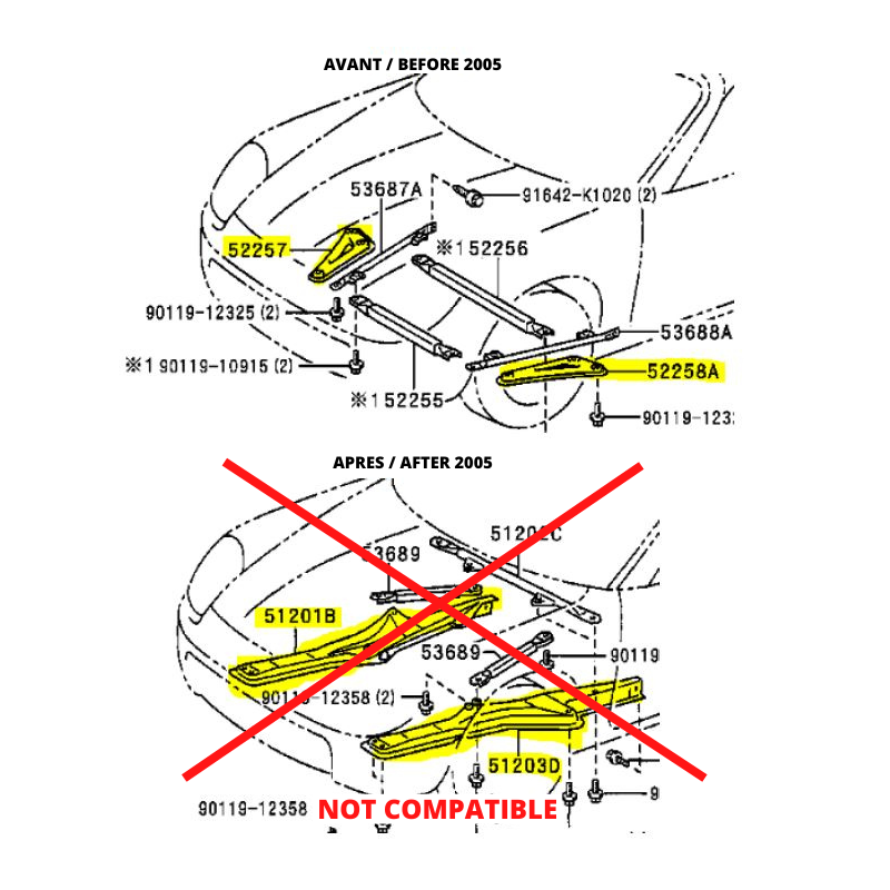 Renfort Inférieur Avant Ultra Racing Pour Peugeot 308 GTI - 4 Points (UR-LA4-3512, Neuf)